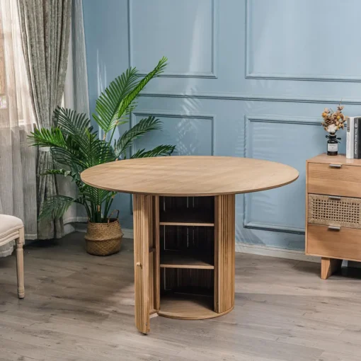 Nordlys Table a Manger 6 personnes Ronde Bois Marron Hot