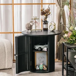 3S. x Home Table Appoint Bout de Canape Rangement en Bois noir Discount