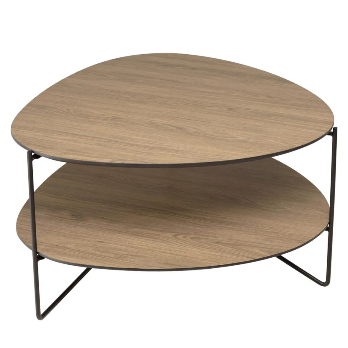 Macabane Table basse 2 plateaux forme ovoïde couleur mocha pieds métal JULIA Clearance