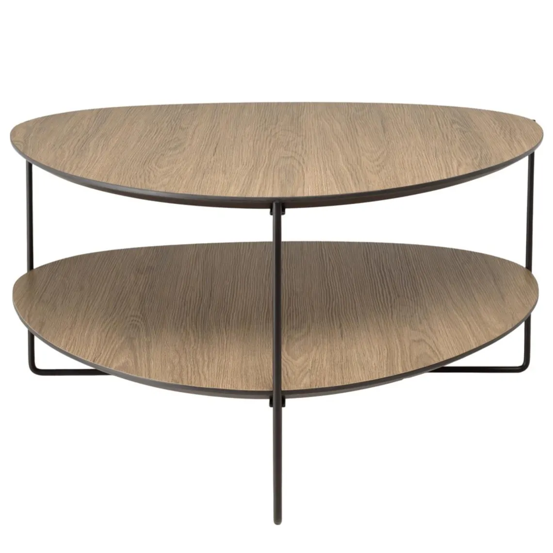 Macabane Table basse 2 plateaux forme ovoïde couleur mocha pieds métal JULIA Clearance