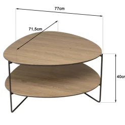 Macabane Table basse 2 plateaux forme ovoïde couleur mocha pieds métal JULIA Clearance