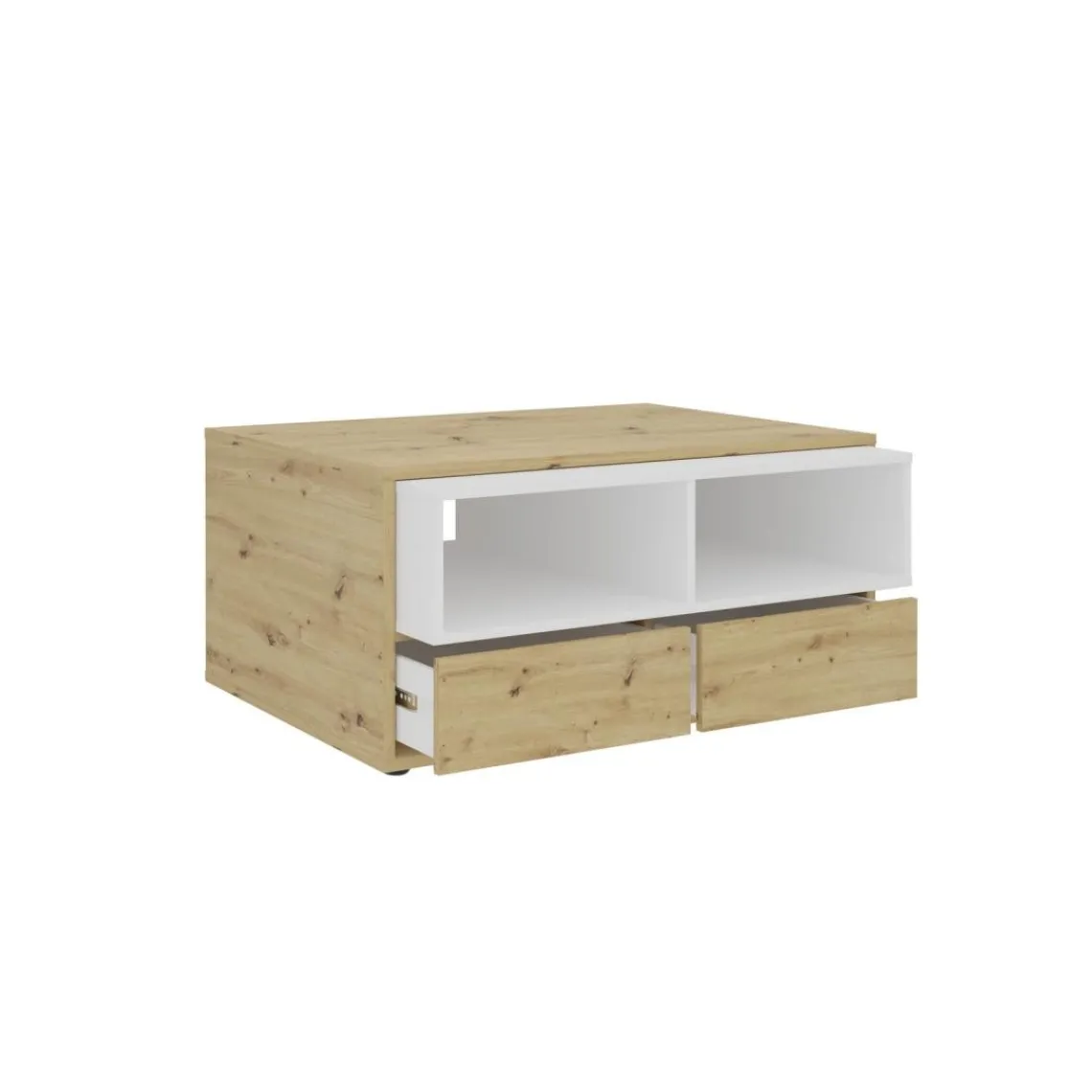 3S. x Home Table basse 2 tiroirs MONZA 2 blanc et naturel Outlet