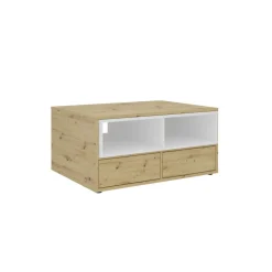 3S. x Home Table basse 2 tiroirs MONZA 2 blanc et naturel Outlet
