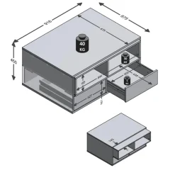 3S. x Home Table basse 2 tiroirs MONZA 2 blanc et naturel Outlet