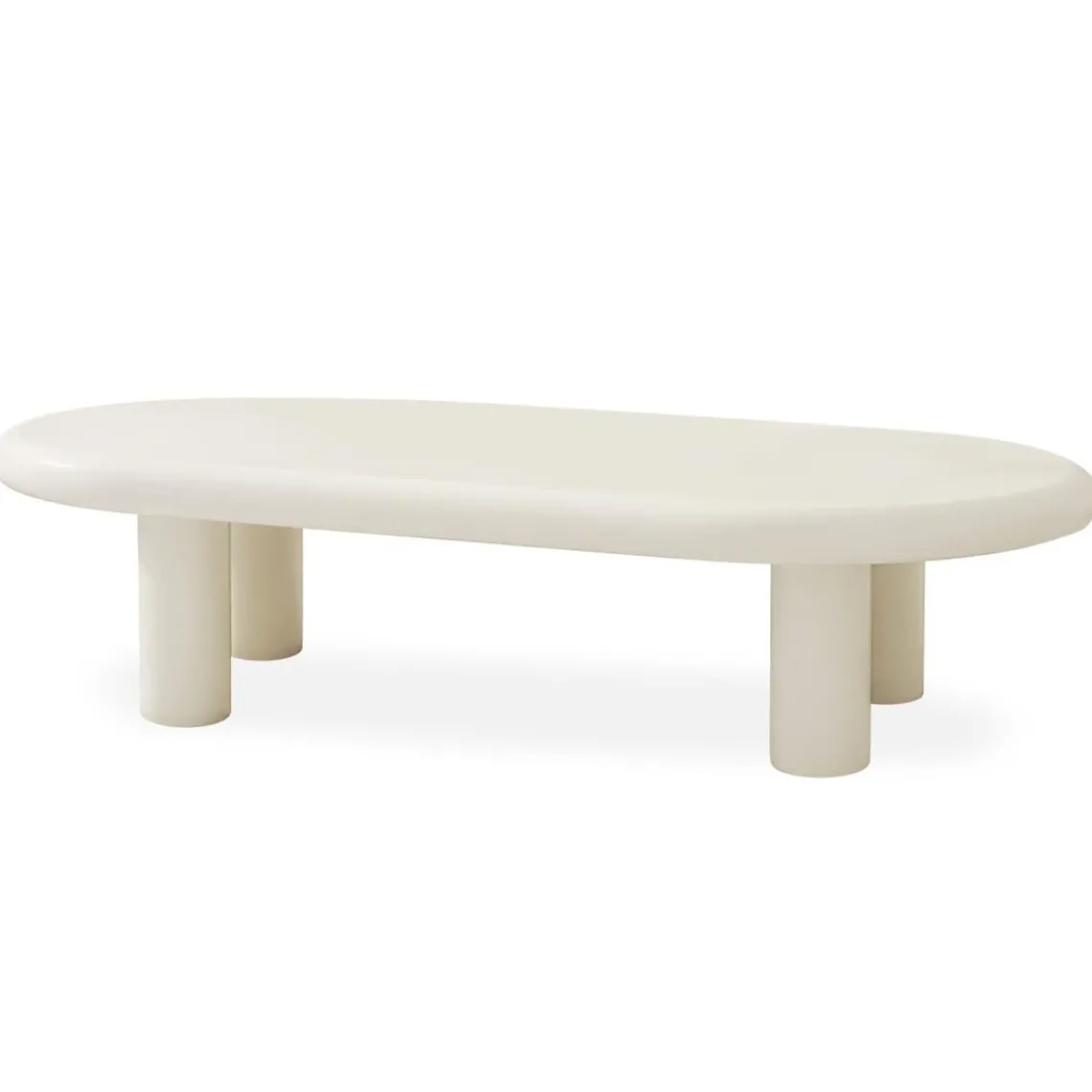 3S. x Home Table basse arrondie avec pieds colonnes Roady Crème Hot