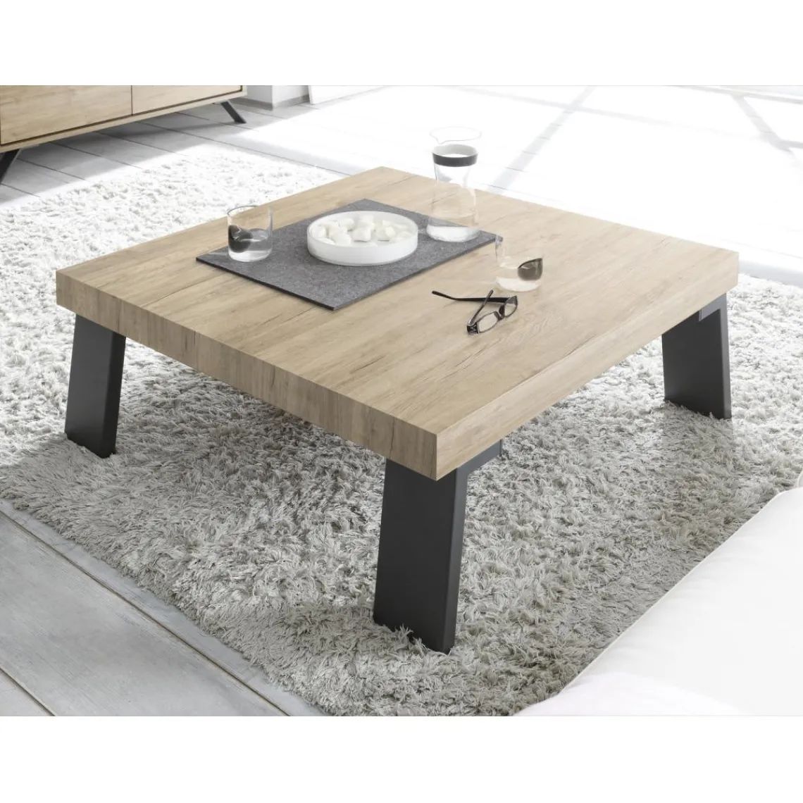 3S. x Home Table basse carrée avec pieds en métal PALMA Outlet