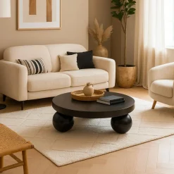 3S. x Home Table basse contemporaine design rond Bonnie Noir Online