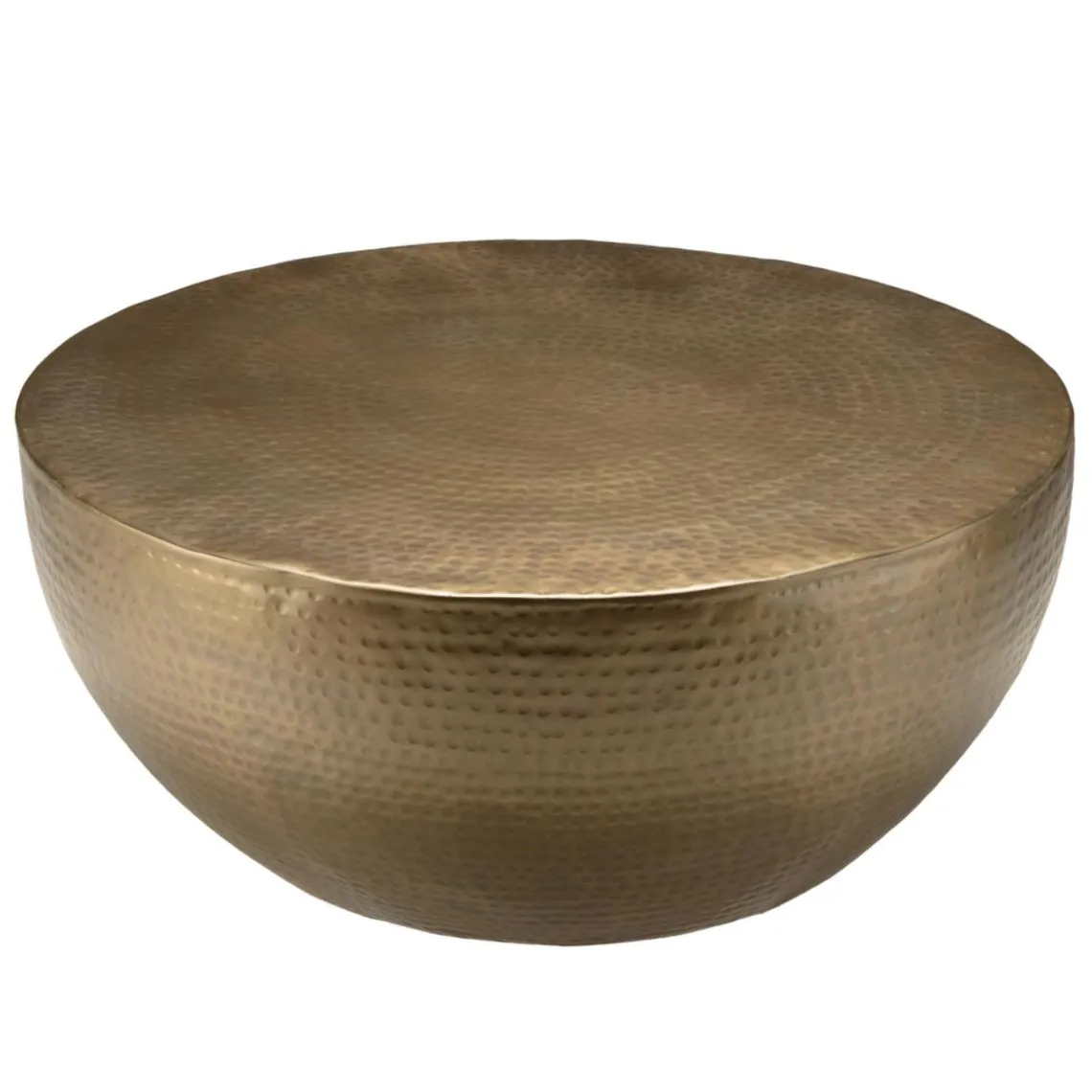 Macabane Table basse coque ronde en Aluminium Doré antique JOHAN Hot