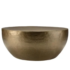 Macabane Table basse coque ronde en Aluminium Doré antique JOHAN Hot