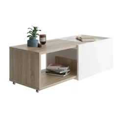 3S. x Home Table Basse Couleur Chêne SLIDE Blanc Best