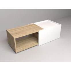 3S. x Home Table Basse Couleur Chêne SLIDE Blanc Best