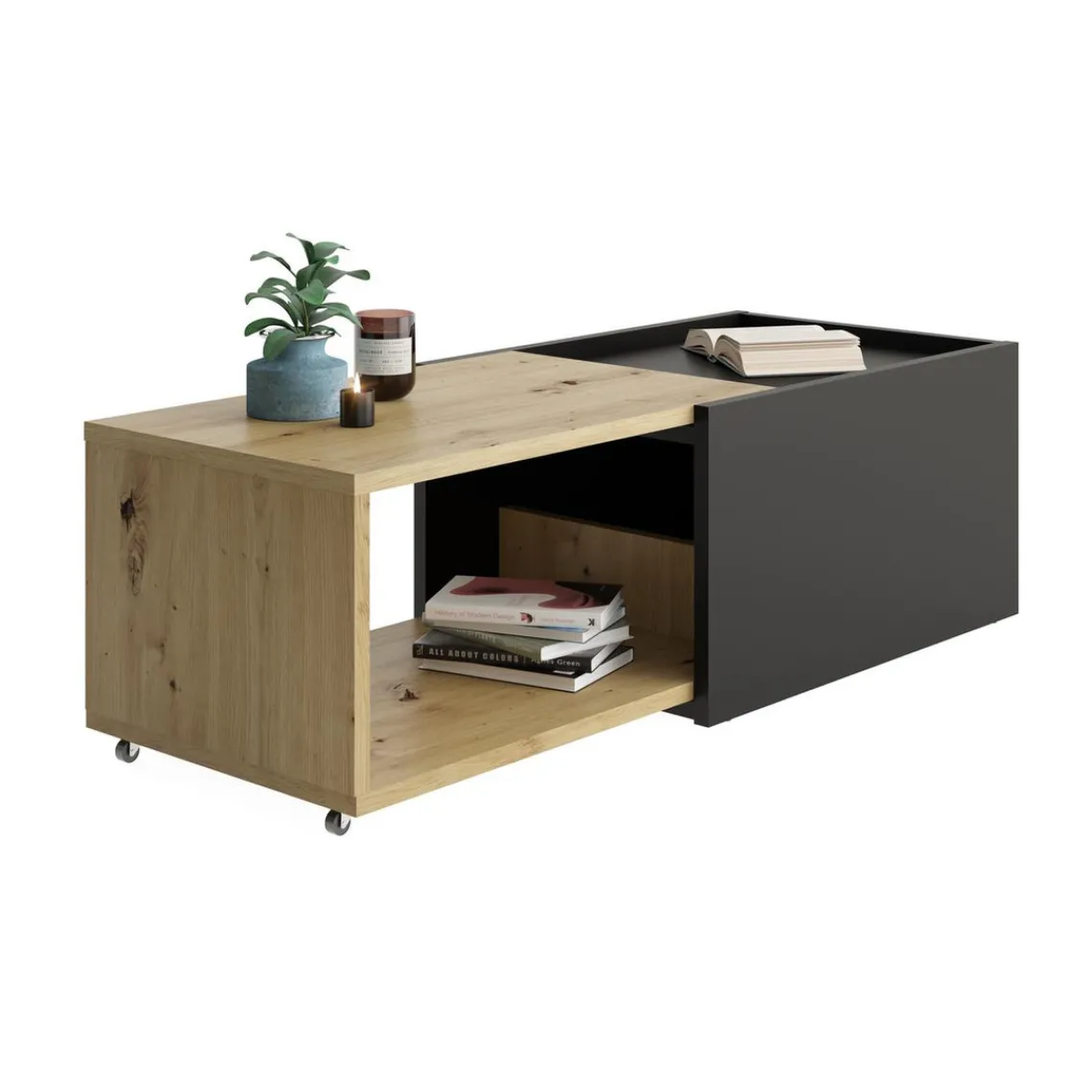 3S. x Home Table Basse Couleur Chêne SLIDE Noir Best