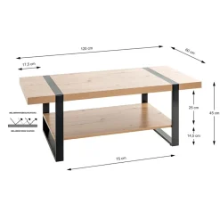 3S. x Home Table basse décor chêne et acier laqué noir Hot