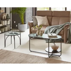 3S. x Home table basse en métal laqué noir,