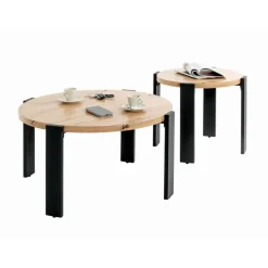 3S. x Home Table basse en tube d'acier peint par poudrage en noir, plateau en MDF Online