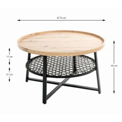 3S. x Home Table basse en tube plateau en MDF décor chêne Online