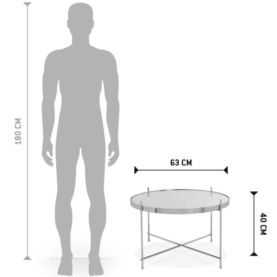 ALTEREGO Table basse 'KOLOS MEDIUM' couleur chrome Clearance