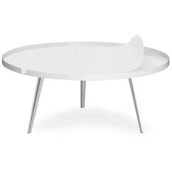 3S. x Home Table basse magnétique ronde à rebord Bipolart Métal Blanc avec 2 Tops style Scandinave Discount