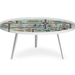 3S. x Home Table basse magnétique ronde à rebord Bipolart Métal Blanc avec 1 Top City Best