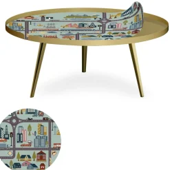 3S. x Home Table basse magnétique ronde à rebord Bipolart Métal Or avec 1 Top City Hot