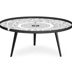 3S. x Home Table basse magnétique ronde à rebord Bipolart Métal Noir avec 2 Tops style Jeux Outlet
