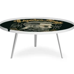 3S. x Home Table basse magnétique ronde à rebord Bipolart Métal Blanc avec 2 Tops style Fun Best