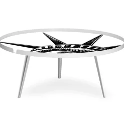 3S. x Home Table basse magnétique ronde à rebord Bipolart Métal Blanc avec 2 Tops style Fun Best