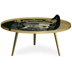 3S. x Home Table basse magnétique ronde à rebord Bipolart Métal Or avec 2 Tops style Fun Outlet