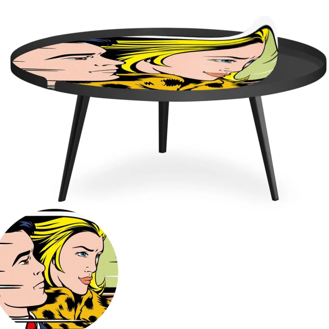 3S. x Home Table basse magnétique ronde à rebord Bipolart Métal Noir avec 1 Top Fast & Furious Online