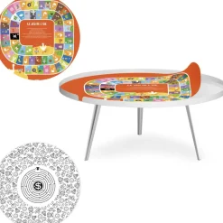 3S. x Home Table basse magnétique ronde à rebord Bipolart Métal Blanc avec 2 Tops style Jeux Clearance