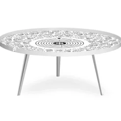 3S. x Home Table basse magnétique ronde à rebord Bipolart Métal Blanc avec 2 Tops style Jeux Clearance