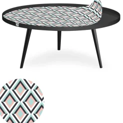 3S. x Home Table basse magnétique ronde à rebord Bipolart Métal Noir avec 1 Top Losanges Online