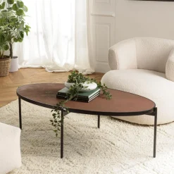 Macabane Table basse ovale couleur rouille effet pierre BASILE New