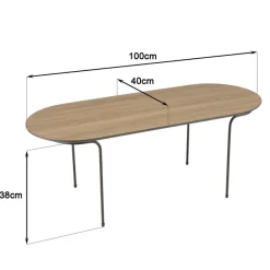 Macabane Table basse rect. angles arrondis mocha pieds métal JULIA Discount