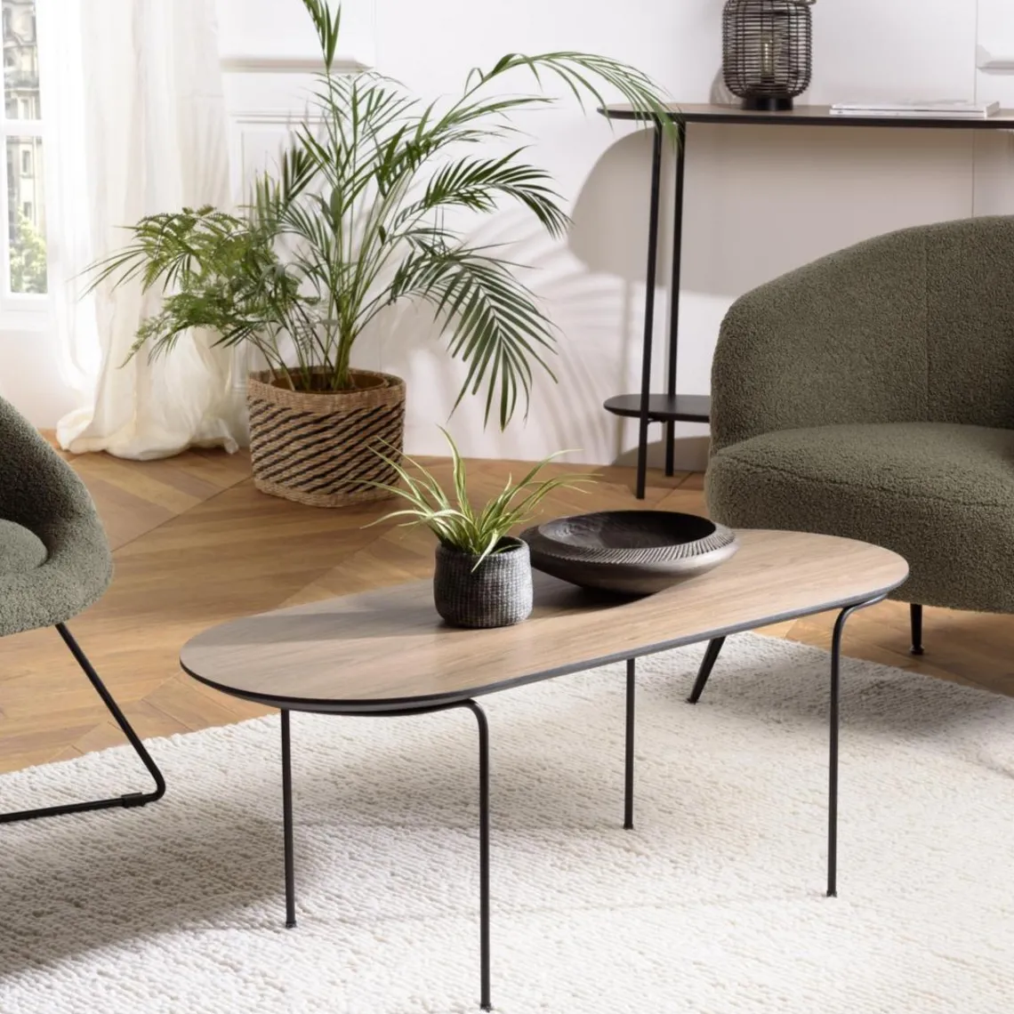 Macabane Table basse rect. angles arrondis mocha pieds métal JULIA Discount