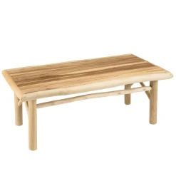 Macabane Table basse rectangulaire en branches de teck naturel MADURA Beige New