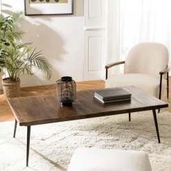 Macabane Table basse rectangulaire en bois pieds métal Hot