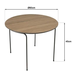 Macabane Table basse ronde couleur mocha, pieds métal noir JULIA Best