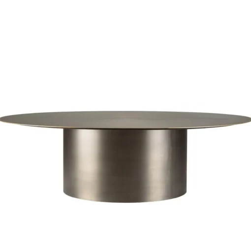Macabane Table basse ronde en Fer Noir et bordure Dorée JAMES D120 cm Outlet