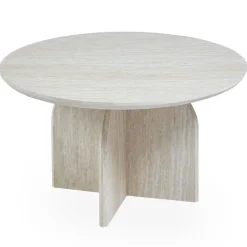 3S. x Home Table basse ronde élégante Calyptus Effet travertin Beige Sale