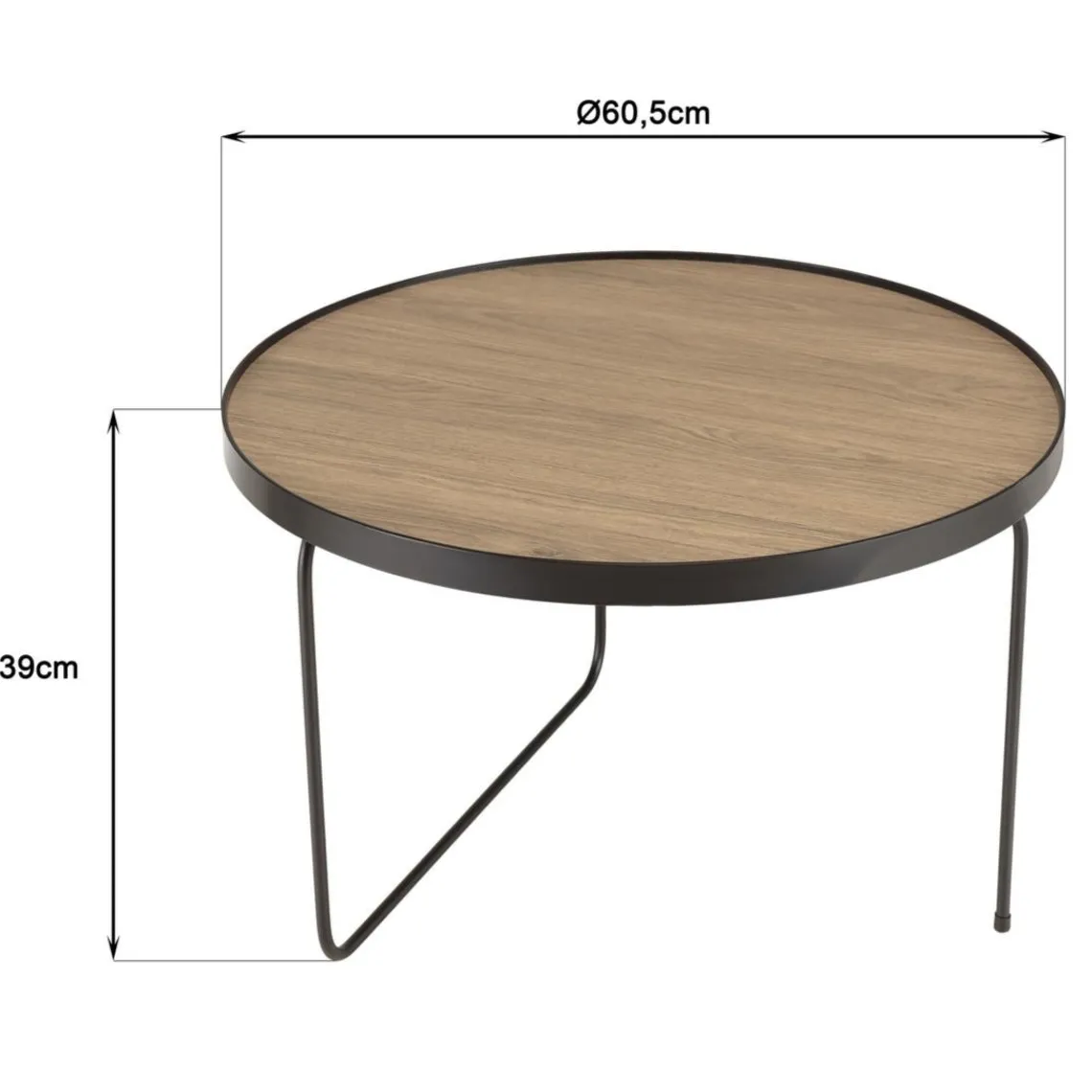Macabane Table basse ronde mocha pieds asymétriques métal noir JULIA Hot