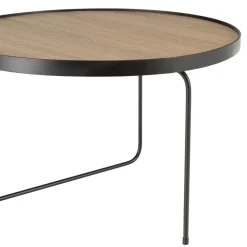Macabane Table basse ronde mocha pieds asymétriques métal noir JULIA Hot