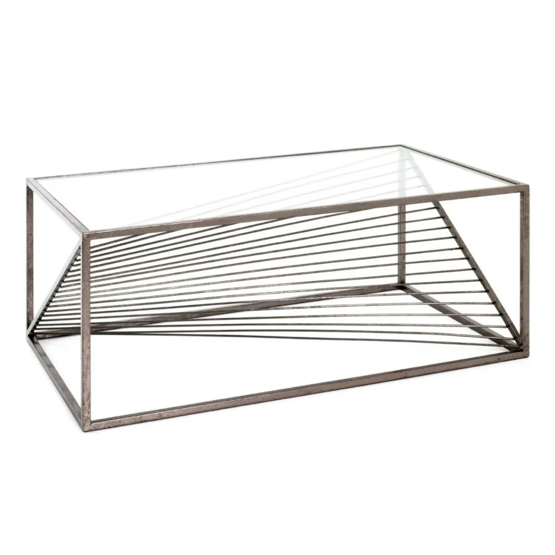 3S. x Home Table basse structure en Acier laqué Bronze antique et plateau en Verre trempé Transparent Discount