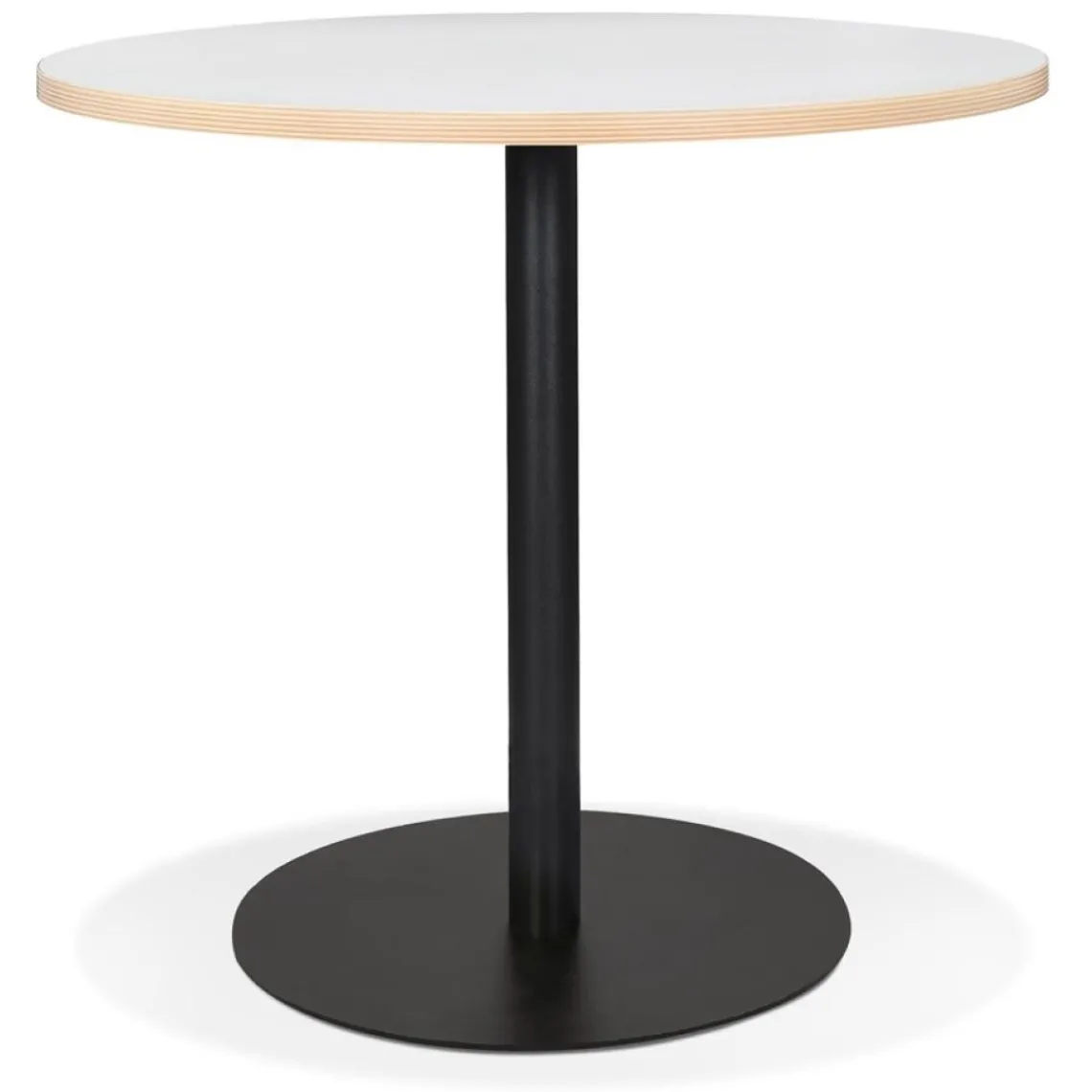 ALTEREGO Table bistrot ronde 'YOGI' blanche avec un pied en métal noir Discount