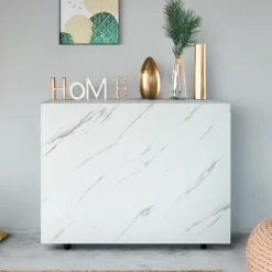 3S. x Home Table console extensible Nefertiti Effet marbre blanc Clearance