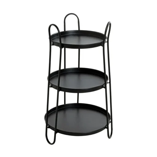 3S. x Home Table d'appoint 3 plateaux métal laqué noir Outlet