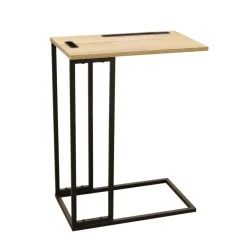 3S. x Home Table d'appoint avec Support tablette Bois et Métal Discount