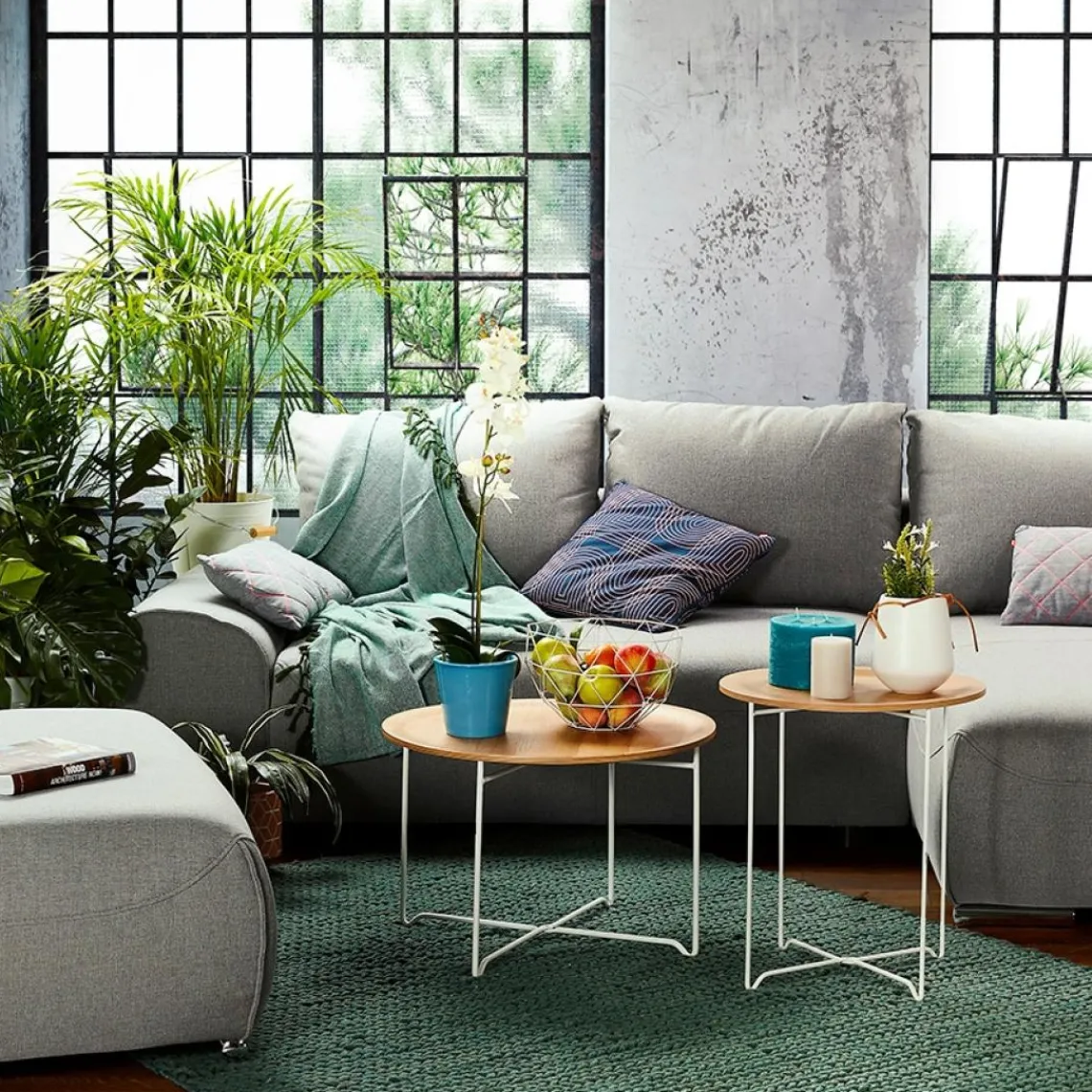 ALTEREGO Table d'appoint design 'TSUNAMI' blanc en bois et métal Sale