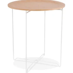 ALTEREGO Table d'appoint design 'TSUNAMI' blanc en bois et métal Sale