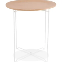 ALTEREGO Table d'appoint design 'TSUNAMI' blanc en bois et métal Sale